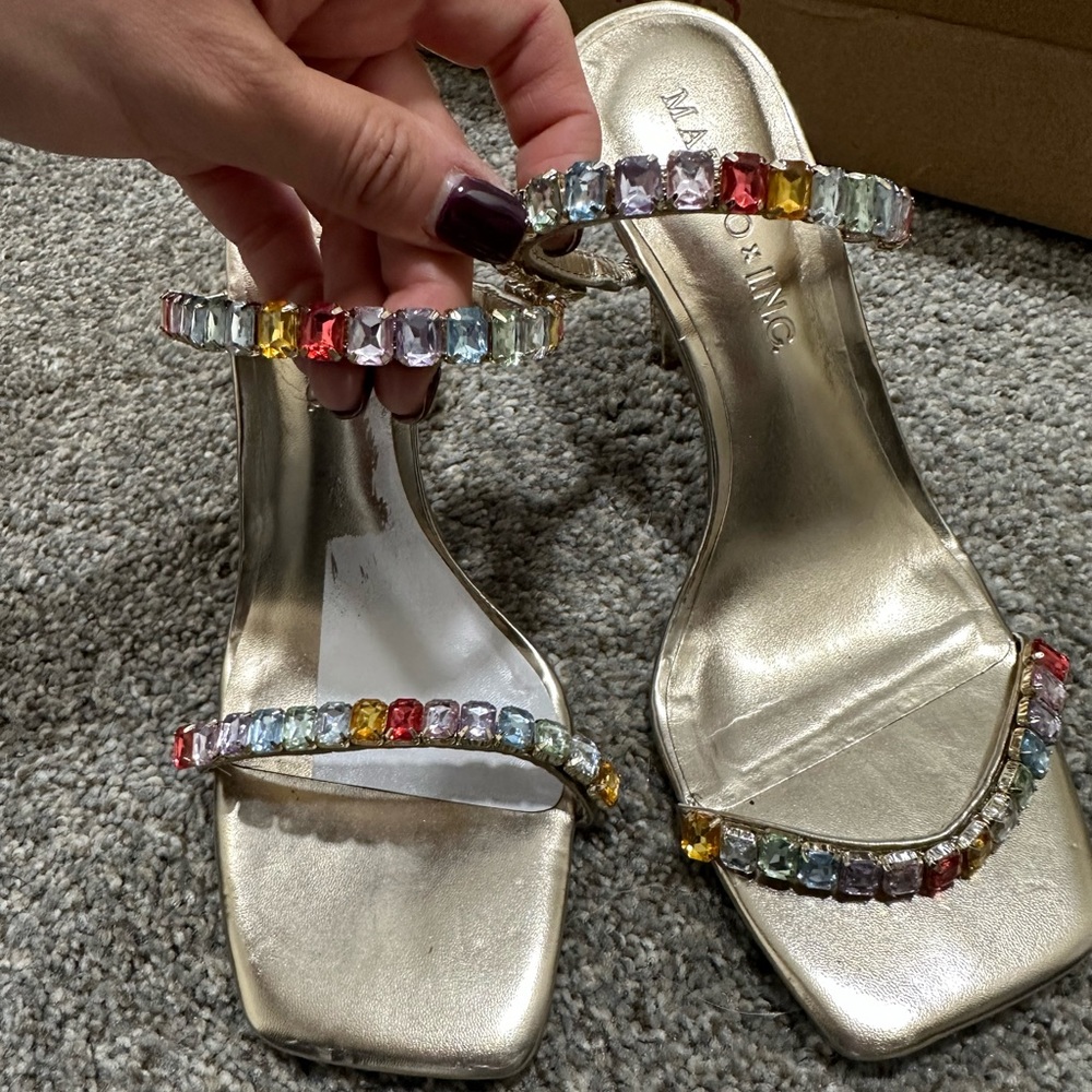 Multicolored rhinestone sandals